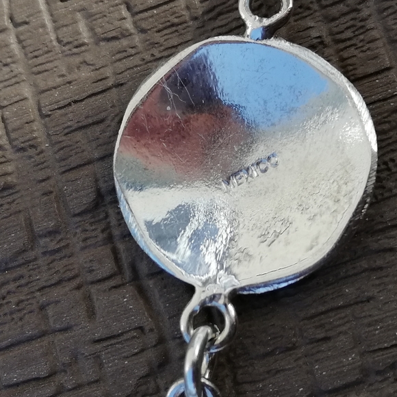 🌱 Native Bracelet-Mayan Symbols Abalone Inlay MEXICO Silver-Vintage - Picture 6 of 17